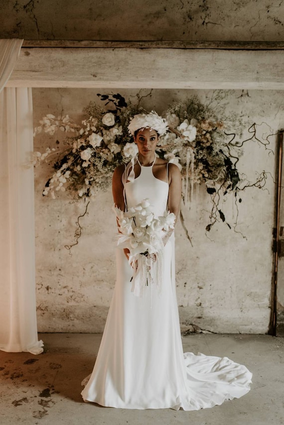 Statement Bridal Feather Headband - Hand Made Halo Headband 