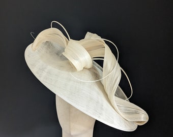 Ivory Wedding Hats - Modern Wedding Hats - Couture Mother Of The Bride Hats - Designer Ascot Hats - Made In UK Hats - Colour Matched Hats