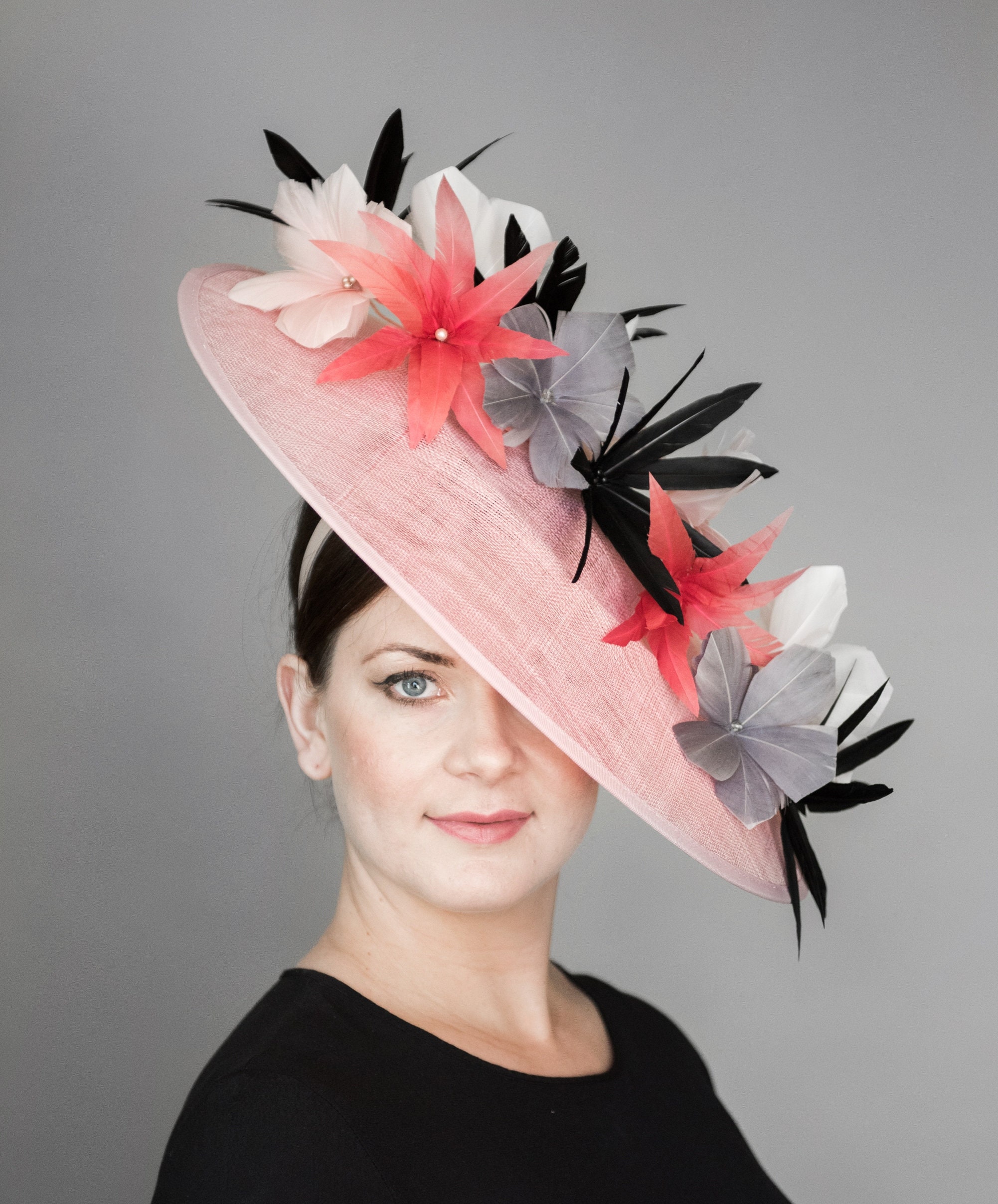 Rose Pink Race Day Hat Floral Saucer 