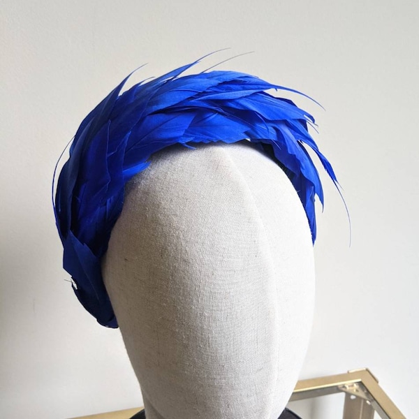 Cobalt Blue Wedding Headbands - Feather Headbands - Fast Post Headbands - All Colours Headbands - Hand Made In UK Headbands - Wide Headbands