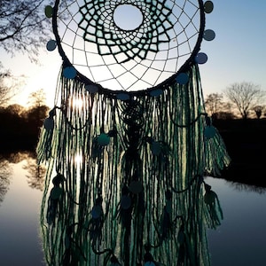 Mermaids Love - 88cm Turquoise Sea-Faery Wall Hanging - Shimmering Sequin & Fishtail Braid Art -