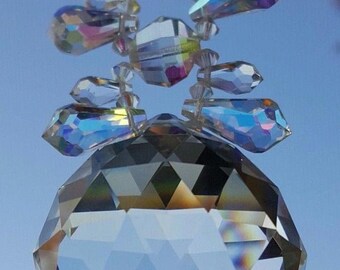 Acchiappasole in cristallo Sylvan, perline vintage Aurora Borealis, creatore di arcobaleni da 17 cm, simbolismo della luce fatata e del sole