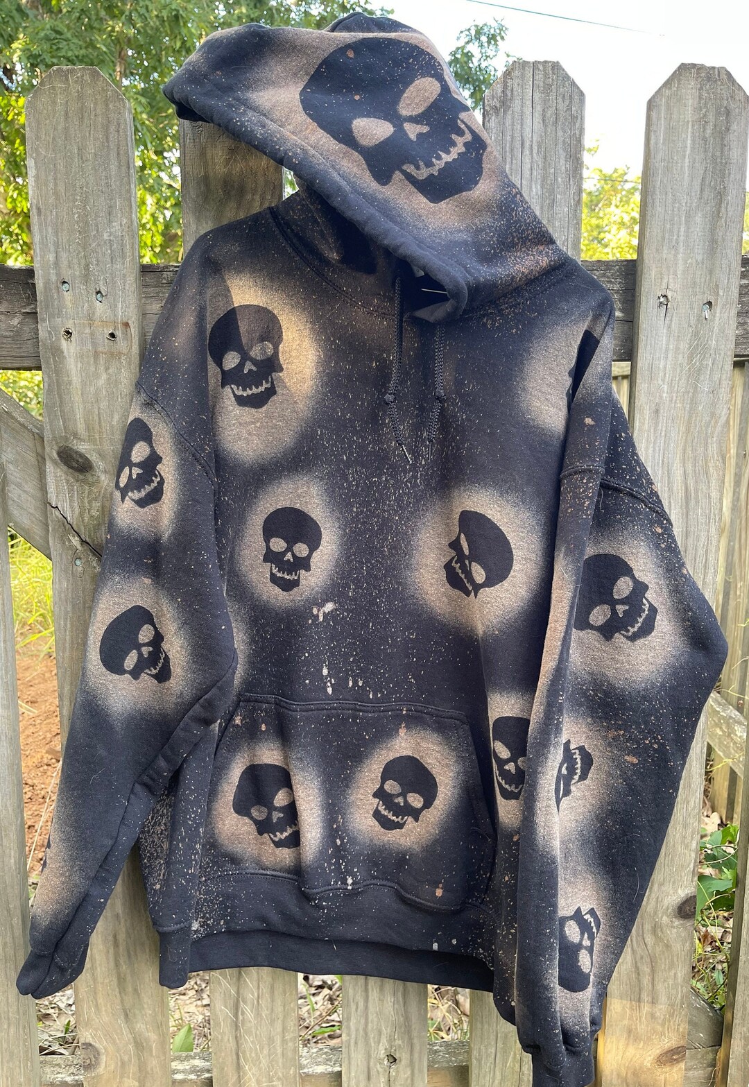 Skeleton Hoodie, Bleached Hoodie, Bleached Sweatshirt, Alternative