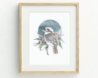 Kookaburra Art Print, Kookaburra Nursery Print, Kookaburra Illustration