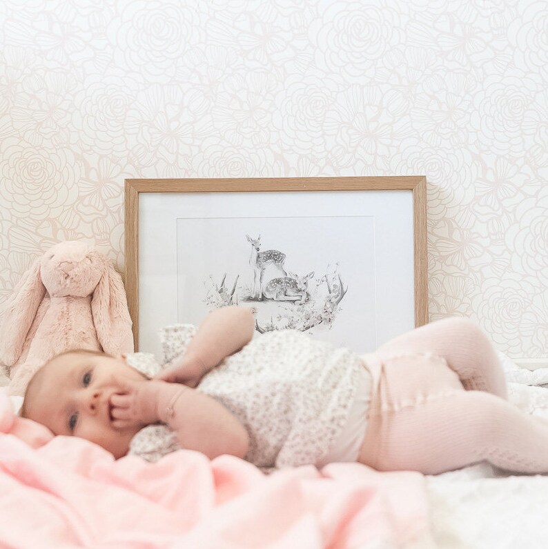 Girls Nursery Art Print Hand drawn Nursery Wall Art Etsy