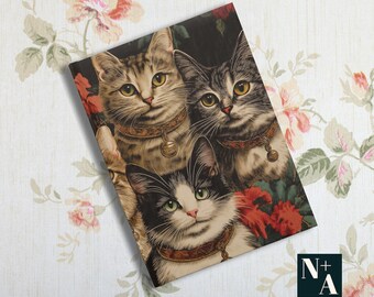 Vintage Cat Journal: Hardcover Schreibbuch im viktorianischen Stil
