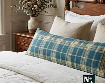 Vintage Blue Plaid Body Pillow