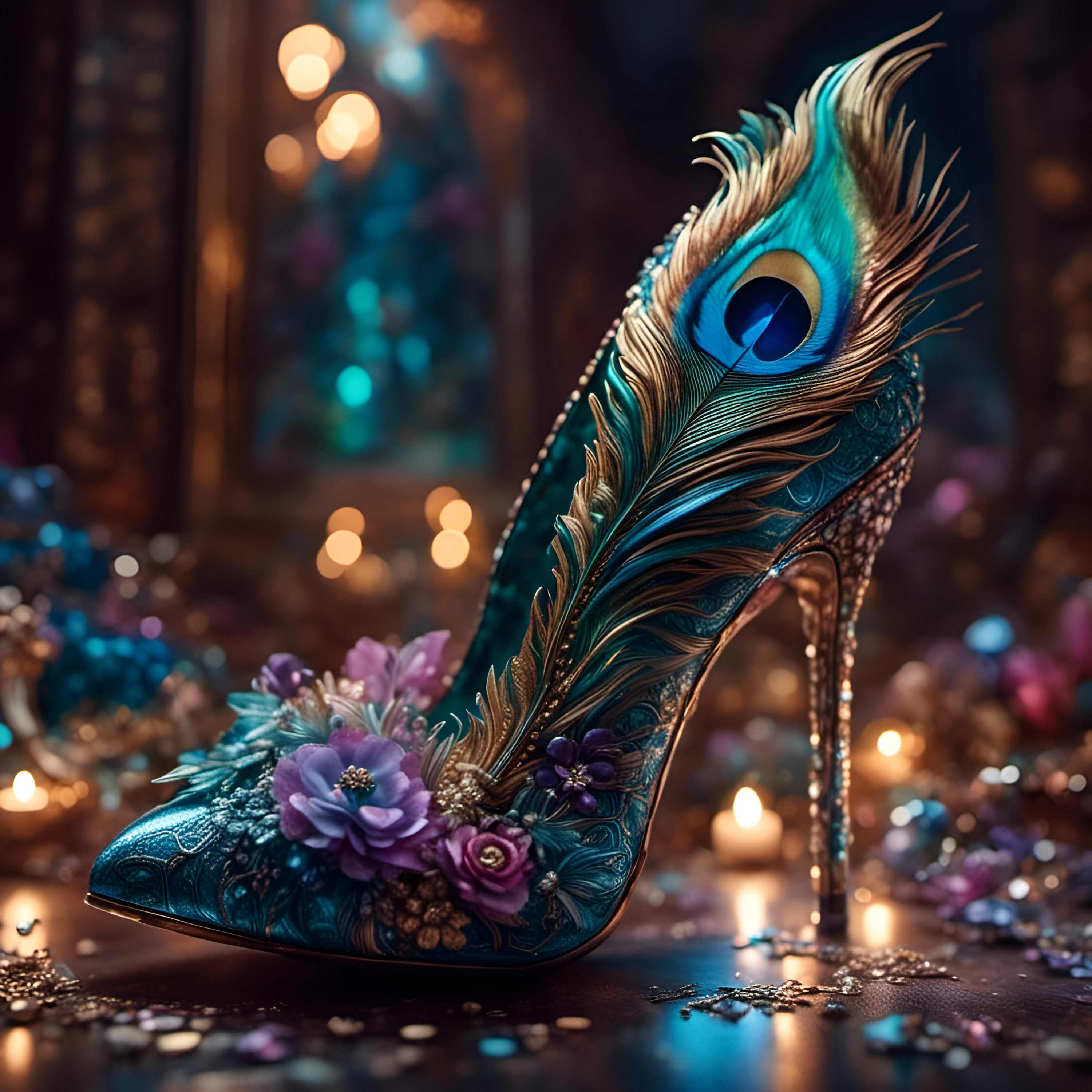 Peacock Feather Heels - Main Image