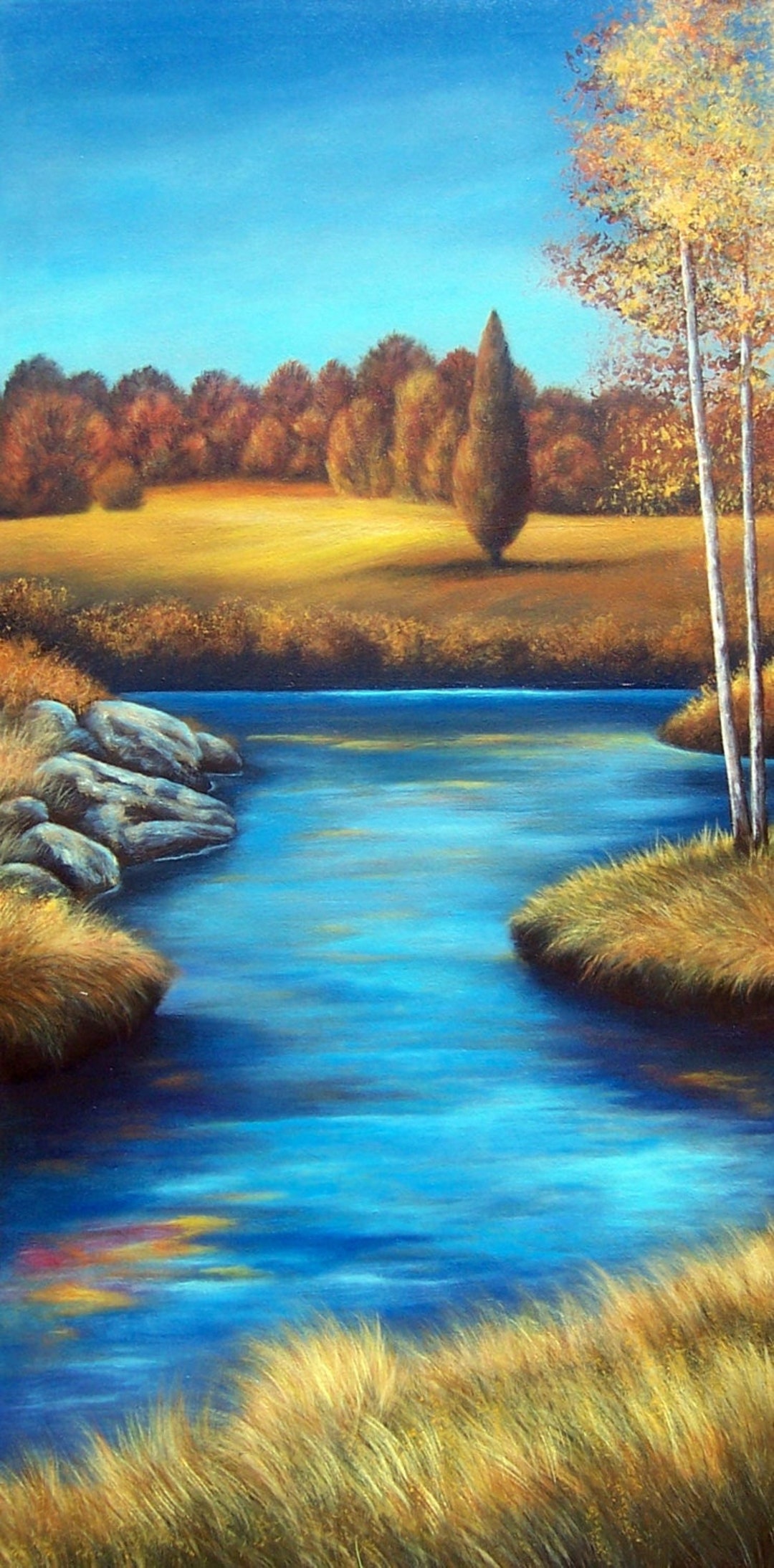 Original Acrylic Painting on Canvas, Birch Trees, Landscape, Forest ...