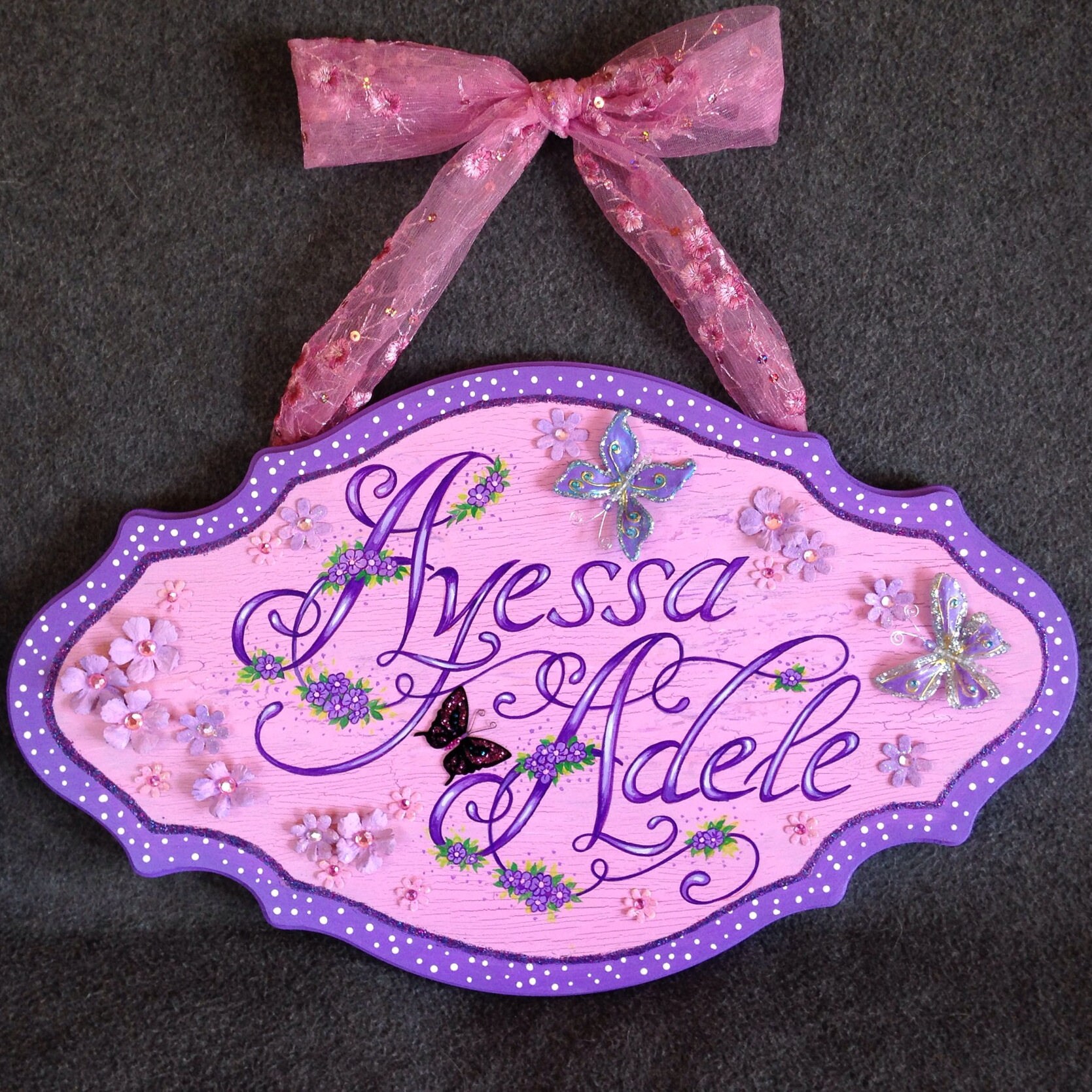 Wood art sign child's name custom hand painted sign Etsy