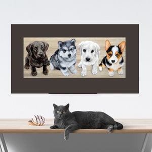 Puppy Wall Art, Cute Puppy Portrait, Print on Paper, Puppy Dog Art, Guilty Little Dogs