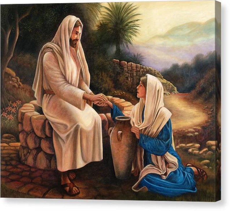 Samaritan Woman at the Well Canvas Print: Jesus and Woman - Etsy