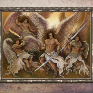 Print on Paper, Angel Art, warriors, Gabriel, Warrior angels, Christian art