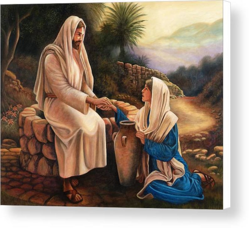 Samaritan Woman at the Well Canvas Print: Jesus and Woman - Etsy