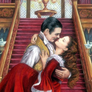 Art print on canvas, Gone With the Wind, Rhett Butler, Scarlet O'Hara, Celebrity Wall Art image 5