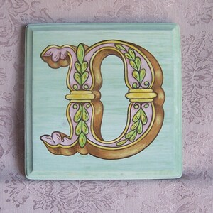 Art sign, wood sign, alphabet sign, letter D sign, wood plaque, wall art