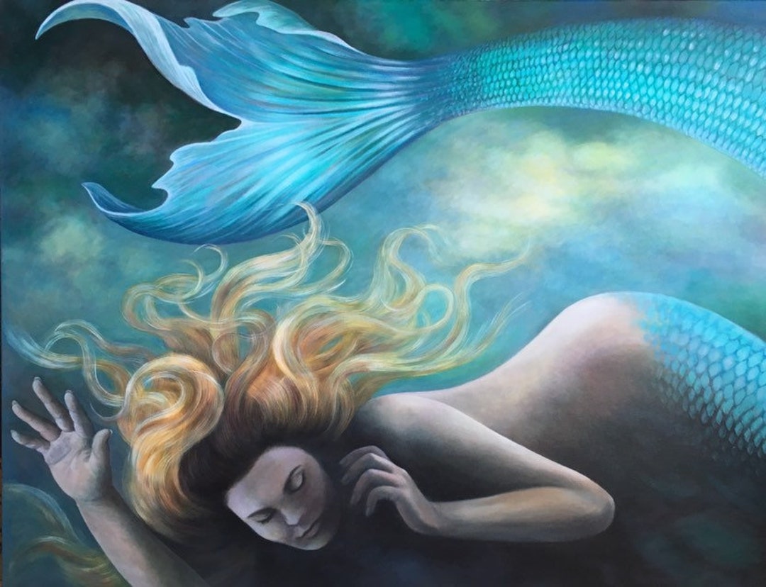Mermaid Canvas Art Print: Giclee Reproduction of Original Acrylic ...