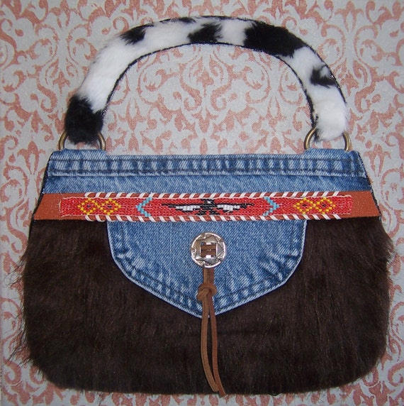 Original Collage, Cowgirl Purse, Acrylic Painting, Mixed Media