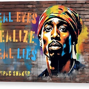 Tupac Shakur Canvas Wall Art, 2Pac Portrait, Iconic Legendary Rapper, Gift For Music Lover