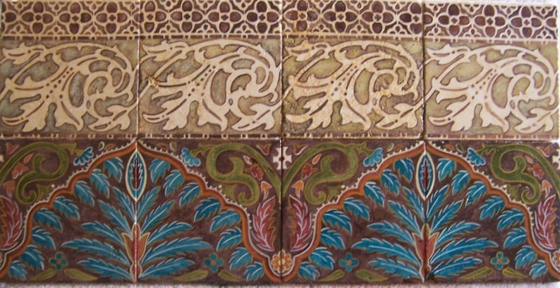 Moroccan Hand Painted Tile Mural Original Art Tumbled Image 0