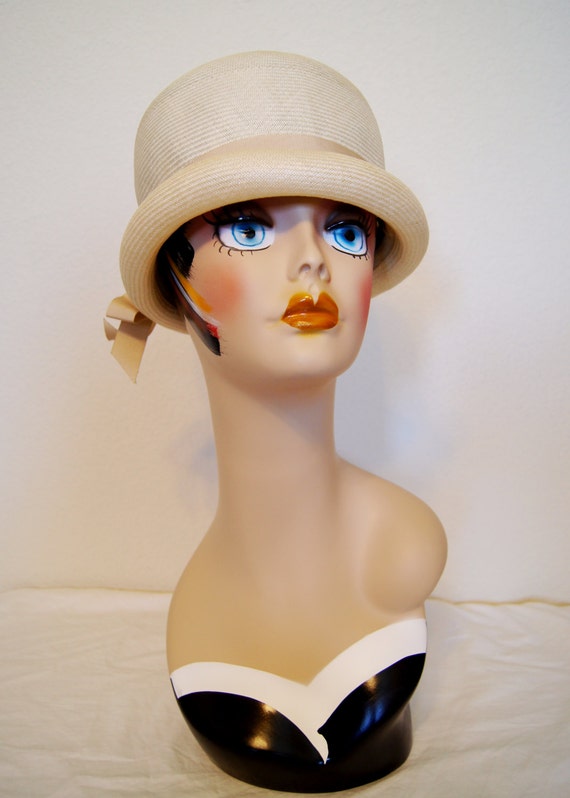 Vintage 1960’s Gene Doris Straw Hat Pill Box Hat