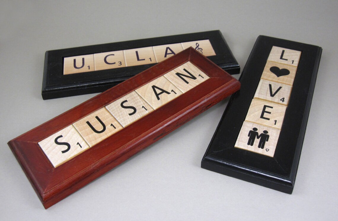 FIVE SCRABBLE Tiles Framed 2x2 Ceramic Tiles Made to Etsy