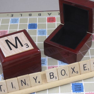 Mini Keepsake Box with inset Custom Scrabble Tile.  Personalized Ring or Tooth Fairy Box.  Holds tiny treasures, jewelry, trinkets & more.