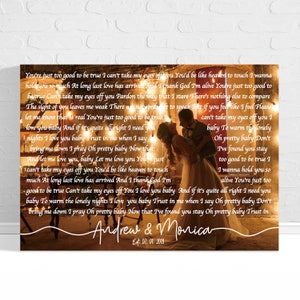 First Dance Lyrics On Canvas Wedding Song Lyrics wall art Custom Song Lyric Art Wedding Vows Anniversary Gift Personalized Lyrics Gift