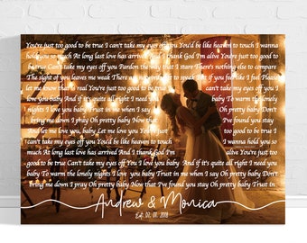 First Dance Lyrics On Canvas Wedding Song Lyrics wall art Custom Song Lyric Art Wedding Vows Anniversary Gift Personalized Lyrics Gift