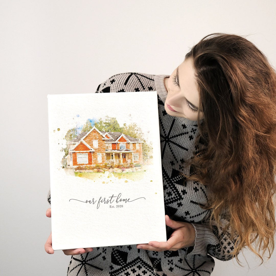 Custom House Portrait on Canvas Custom Home Portrait From Photo