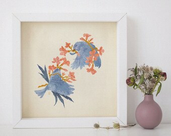 Oleander Entangled Goldcrests Art Print - Wall Art - Kitchen/Home Decor - Gift Ideas - Aesthetic Art - Animal Art - Illustration