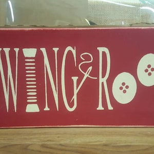 Sewing Room distressed wooden sign