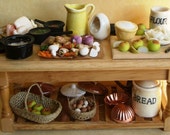 Fabulous Sunday lunch preparation table -and the cook is hard at work