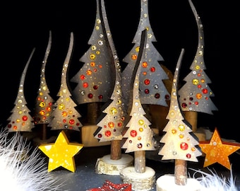 Campfire joy tree, mosaic, a glittering fireworks display, hand-painted Christmas tree, for the whole year made of wood in 4 sizes (selection)
