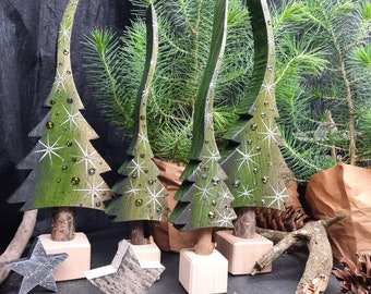 Pine magic bottle green tree of joy, stars, mosaic, a glittering fir tree, hand-painted Christmas tree, made of wood in 4 sizes