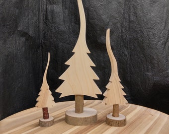 Tannenbaum Naturholz 3 Größen einzeln oder Set (Auswahl), Weihnachtsbaum zum Bemalen,Handarbeit, Unikate, DIY, Freudenbaum