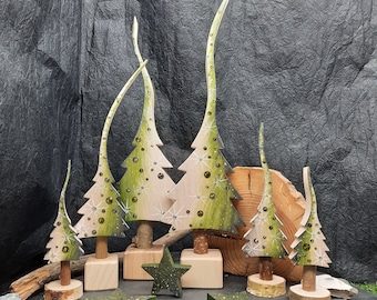 Arbre d'hiver blanc perle/vert bouteille, arbre de joie, mosaïque, un arbre de Noël scintillant, arbre de Noël peint à la main, en bois en 4 tailles