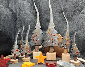 Campfire joy tree, mosaic, a glittering firework, hand-painted Christmas tree, for the whole year made of wood in 4 sizes (selection)