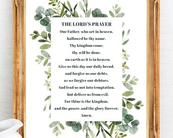 The Lord's Prayer Sermon on the Mount Foliage Border Gift for Her Digital Download