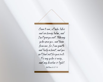 Come to Me All Who Labor wall art print wall hanging farmhouse style artwork Matthew 11:28-30