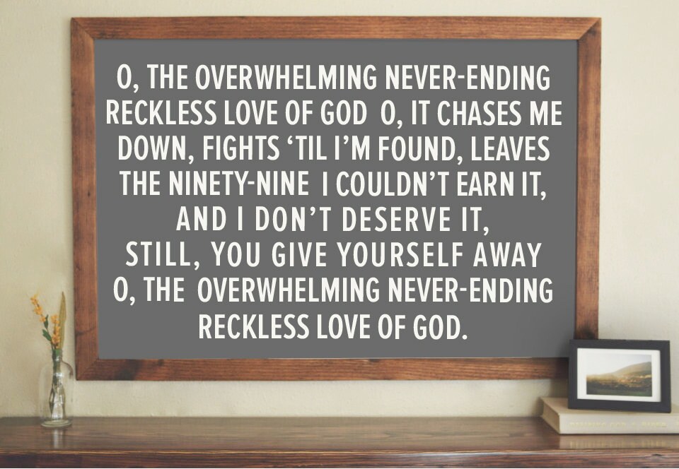 Reckless Love of God / Song Lyrics / Corey Asbury /Charcoal Etsy