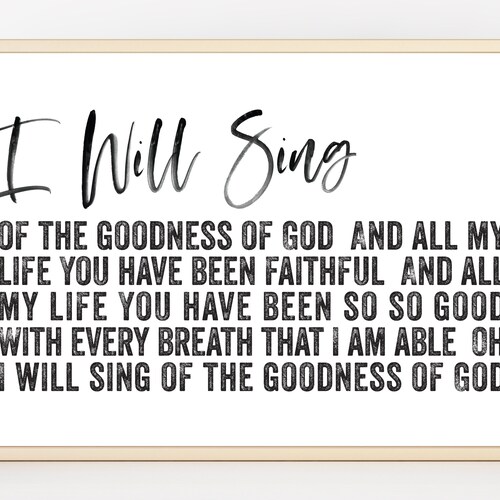 Wall Art Print Poster Goodness Of God Song Lyrics Bethel Etsy