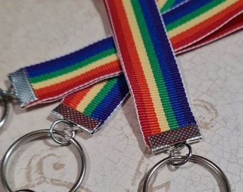 Wristlet Key Fob - Ribbon - Rainbow 001