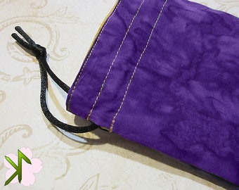 Drawstring Bag - Reversible - Violet & Gold