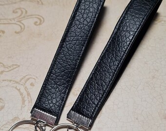 Wristlet Key Fob - Faux Leather - Black