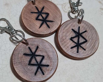 Wooden "Protection" Bindrune keychains / charms