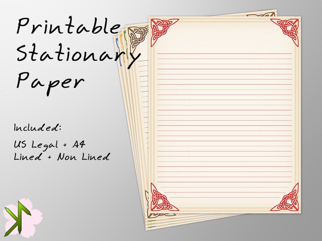 Printable Stationery - Simple Style 0002 - Set of 5 - Etsy