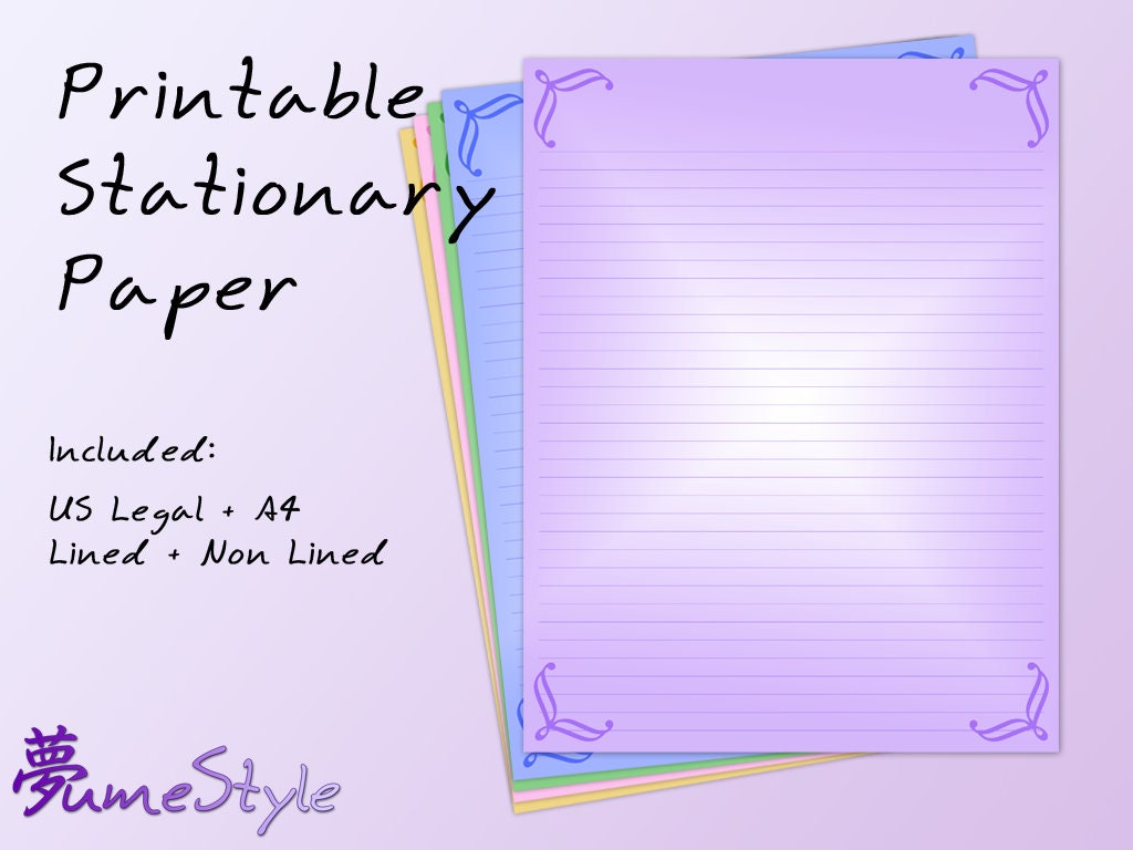 Printable Stationery Simple Style 0001 Set of 5 | Etsy