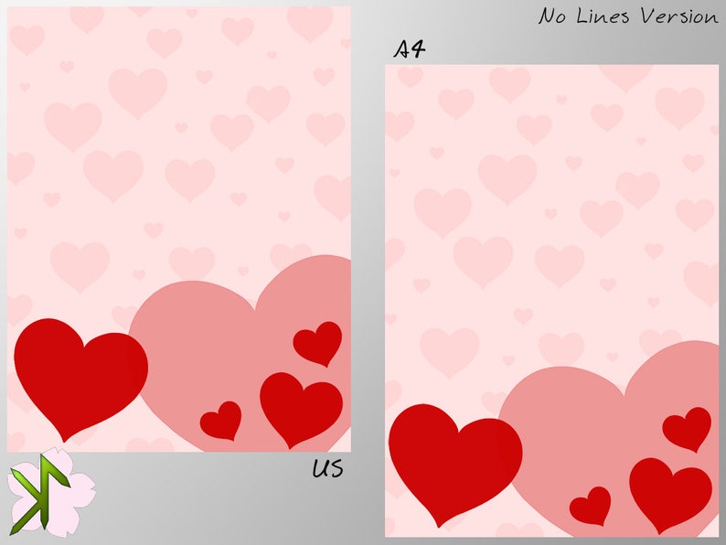 Printable Stationery Paper Hearts 0003 image 3