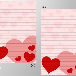 Printable Stationery Paper Hearts 0003 image 2